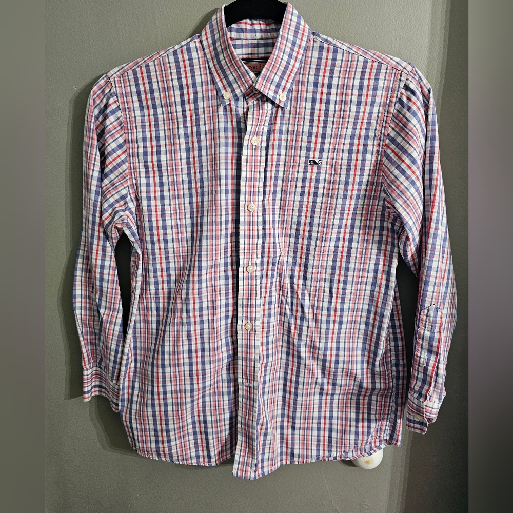 Vineyard Vines Red and Blue Plaid Button Down Shirt
